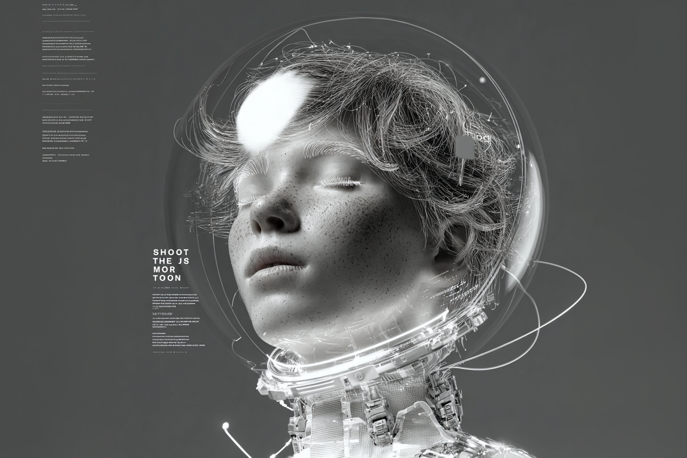 ECHO.11 — astronaut helmet portrait, 10Hz visual identity