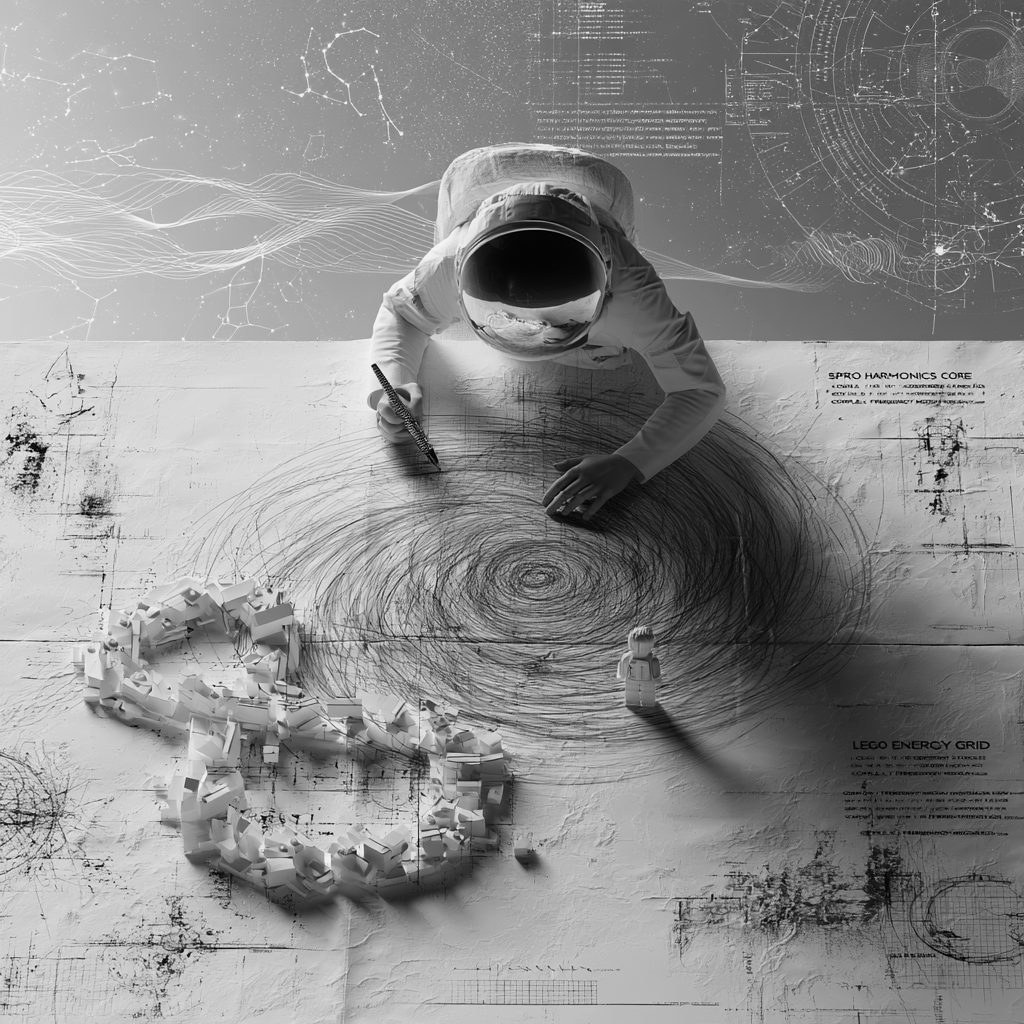 Astronaut portrait from the book — profile against a spiral form